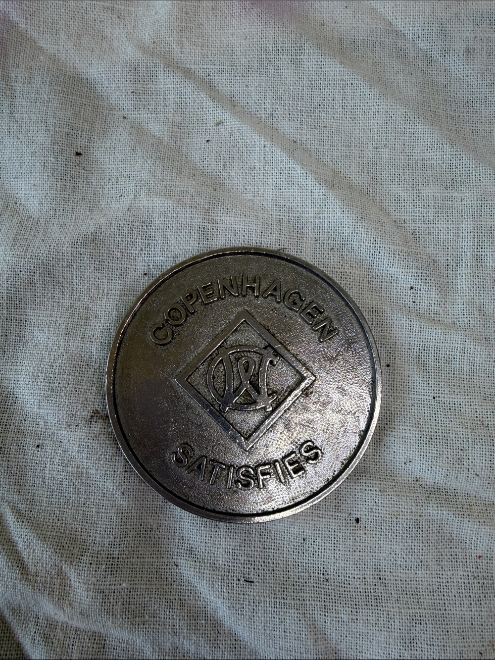 Copenhagen Metal Coin Token belt buckle- Silver Finish